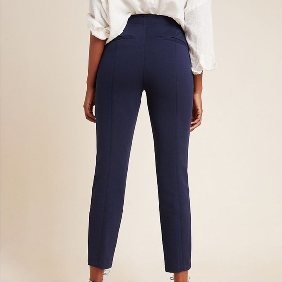 Anthropologie Bryson Tapered Button Fly Ankle Trouser Pants Navy 8 - Picture 2 of 9